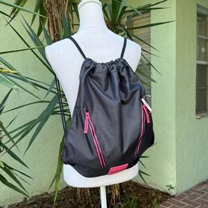 Victorias Secret Gray Silver Hot Pink Gym Backpack